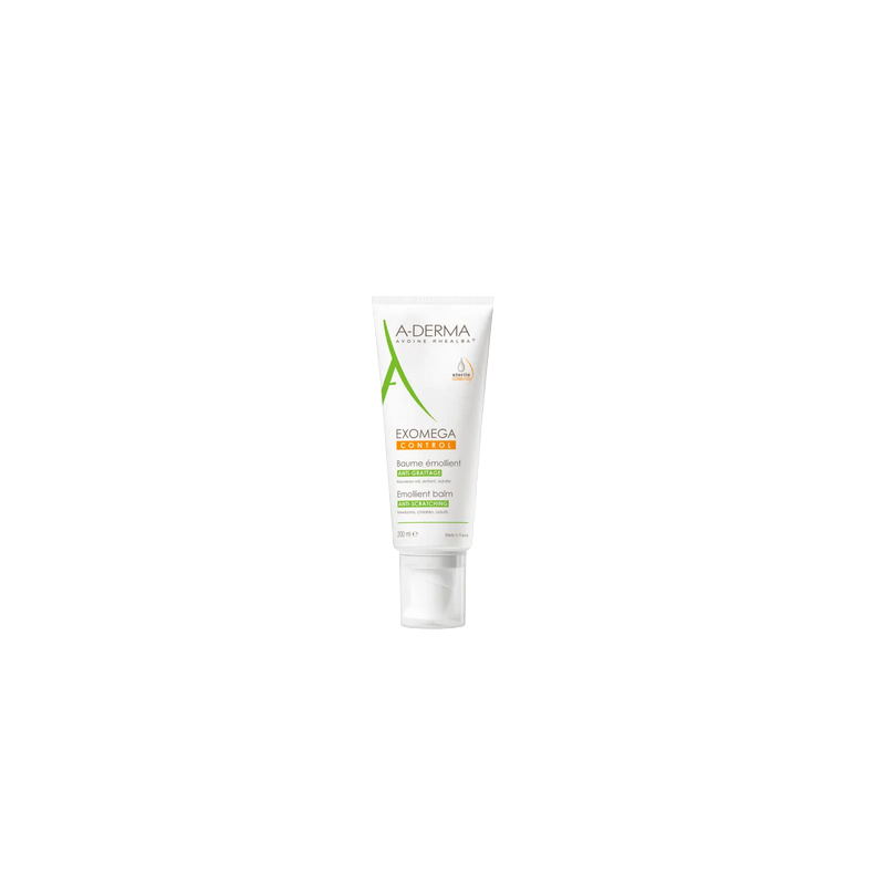 A-Derma Exomega Control Baume Émollient Anti-grattage Cosmétique Stérile 200ml tube souple blanc avec bouchon clips