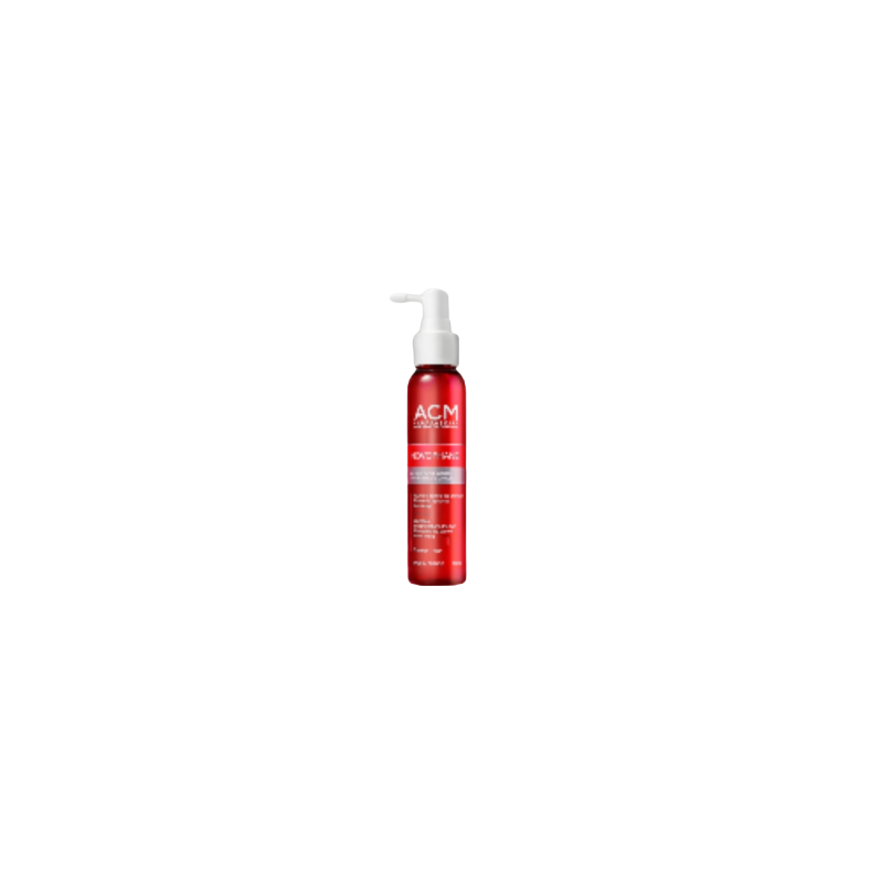 ACM Novophane Lotion Anti-chute 100ml, flacon metalique rouge avec bouchon spray blanc