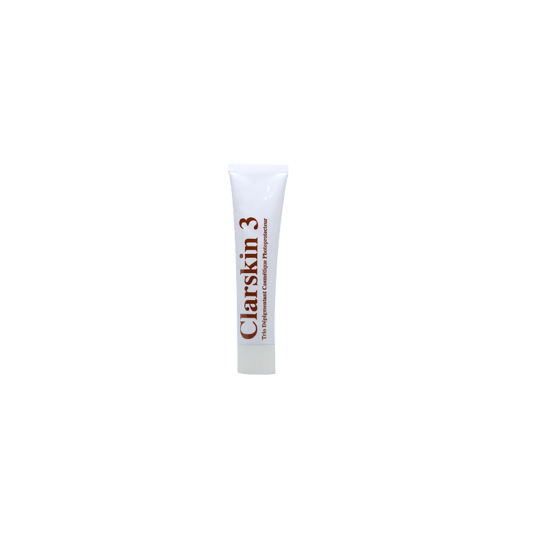 Dermo-Soins Clarskin 3 Soin Dépigmentant 30g;, tube blanc avec bouchon a vis