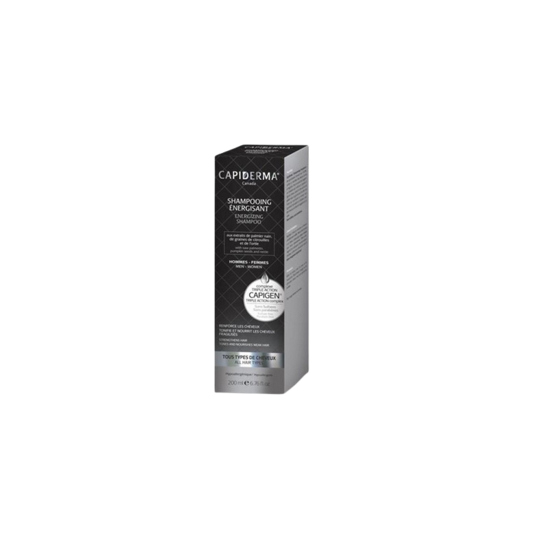 Capiderma Shampooing Énergisant Anti-Chute 200ml boite cartonnée noir