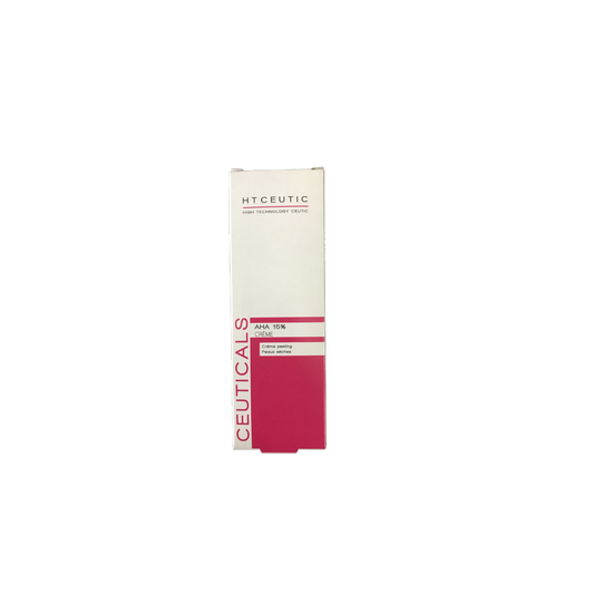 HT Ceutic Crème AHA 15% Peaux Séches 50ml boite cartonnée blanc et rouge