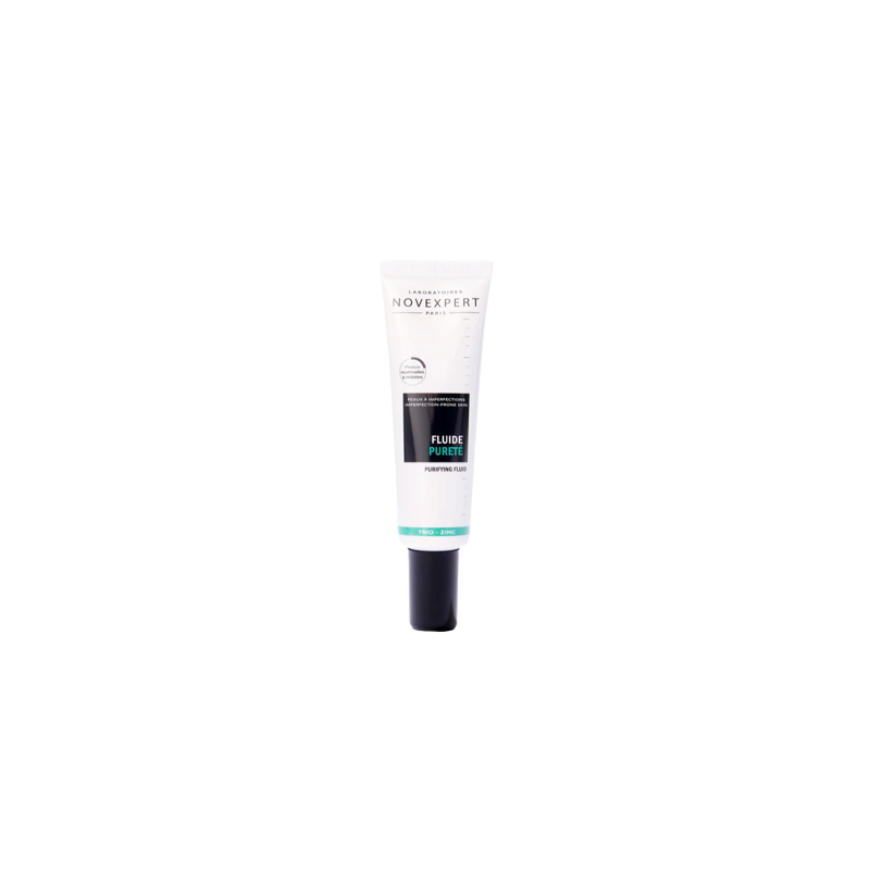 Novexpert Fluide Pureté 30ml tube blanc avec bouchon noir